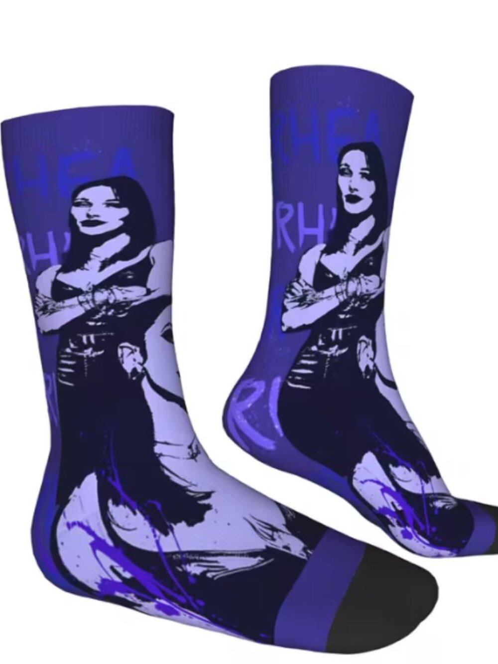 wwe Rhea Ripley Purple Wrestling Crew Socks Graphic Design One Size US 5-11 New - Picture 2 of 5
